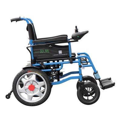 China Blue Disabled Foldable Home Care Wheelchair Power Wheelchair With Motor Controller for sale