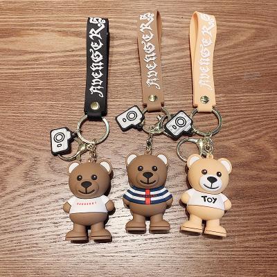 China Rubber Adorable Toy Bear Key Chain For Kid Silicone Holder Bag Accessories Jewelry Gift Animal Key Chain Keyring for sale