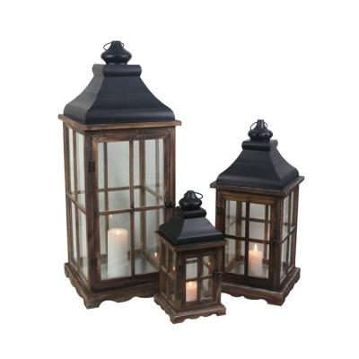 China Hot Sale Factory Direct Home Outdoor Garden Decoration Wooden Candle Lantern for sale