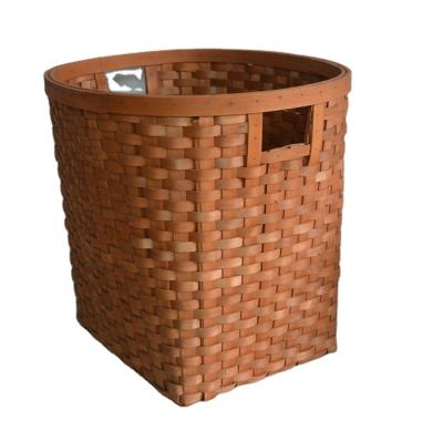 China Hot Sale Europe Classics Square Handwoven Natural Wood Storage Basket for sale