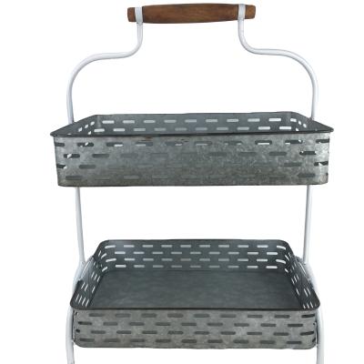 China High Quality Large Capacity Rectangle Metal Stainless Steel 2 Tiered Serving Trays for sale