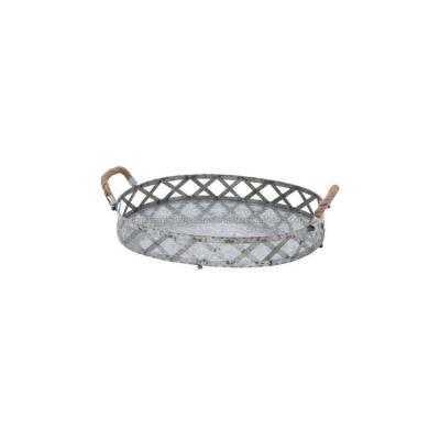 China Hot Selling Hotel Home Restaurant Good Quality Food Metal Galvanized Iron Decorative Tray With Handles for sale