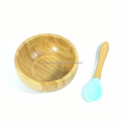 China Wholesale Eco Bamboo Artisan Baby Bowl and Spoon Set Toddler Suction Cups for sale