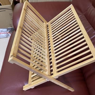 China Bamboo Plate (Other) Adjustable Folding 2 Row Drying Rack Dryer Deluxe Wood for sale