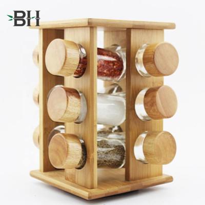 China China Sustainable Wholesale Bamboo Kitchen Spice Jar With Rotating Rack Rack for sale