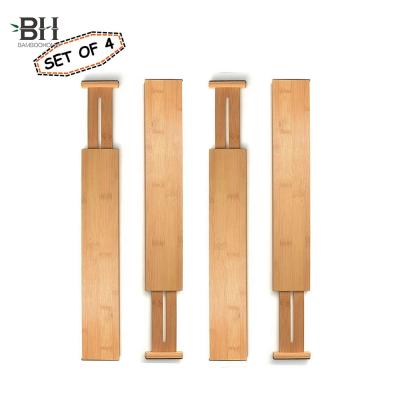 China Bamboo Organizer Storage Kitchen Drawer Set of 4 Viable Hot Nature for sale