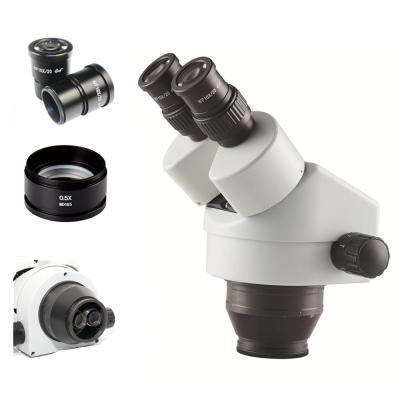 China 7X-45X Zoom Binocular Stereo Microscope Head With One Pair 10X Eyepieces And 0.5X 7045 Head+0.5X Auxiliary Binocular Objective Lens for sale