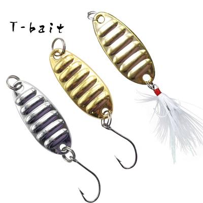 China Wholesale Metal T-Bait Plus Gram Wide Angle Rotating Insect Chrysalis Metal Spoon Glitter Plated Artificial Hard Fishing Lure for sale