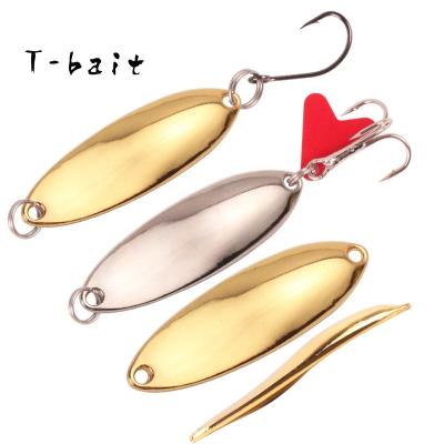 China 3.5g5g7g10g Metal T-bait Hard Flake Fishing Lure Spoon Bait With Feather Bass Pike Fishing Tackle for sale