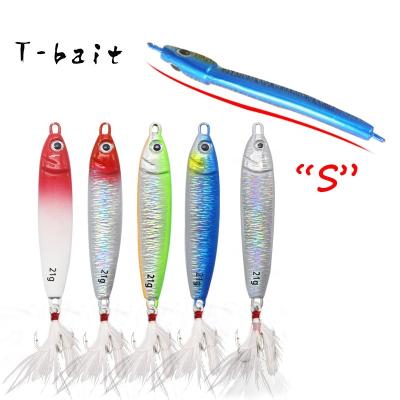 China Wholesale Metal Jig Fishing Lure Sinking Bait Rig 10g14g20g30g Long Lead T-bait Casting Hard Saltwater Bass Bait Fishing Tackle Groundbait for sale