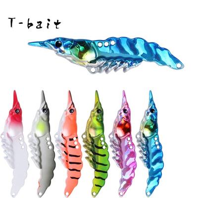 China Zinc Alloy T-Bait 5g7g11g14g Metal Shrimp VIB Fishing Lure Submerged Simulation Freshwater Hard Bait Fishing Tackle Treble Hook for sale