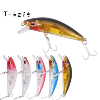 China Mini Minnow Fishing Lures Plastic Artificial Hard Bait T-bait Minnow Built-in Luminous Advance and Descent Ring Beads 7cm10g for sale