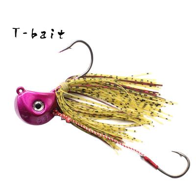 China Factory Wholesale 40g60g80g100g Lead+Silica Gel T-Baiter Color Lead Head Double Hook Rubber Jig Boat Fishing Deep Sea Bait Hook for sale