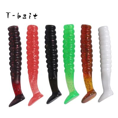 China Wholesale Plastic 4cm/5.5cm T-bait Tails PVC Plastic Soft Fishing Lure Bionic Worm Baits Outdoor Bait Soft Perch for sale