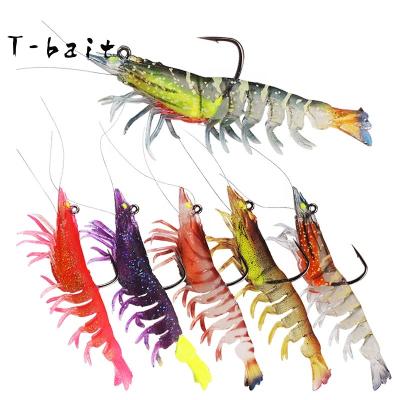 China Wholesale 12cm9g Section 12cm9g T-bait Lead Plastic+ Shrimp Multi Lure Soft Plastic Single Hook Realistic Swimming Wobblers Lead Prawn Bait for sale