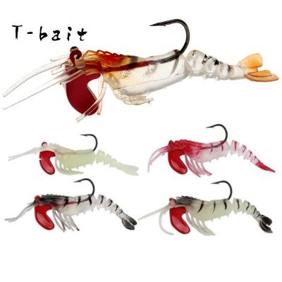 China PVC T-bait 7cm 11g/9cm 3g Fishing Lures Soft Shrimp Lure Soft Baits Soft Lead Hook Shrimp Fishing Lures for sale