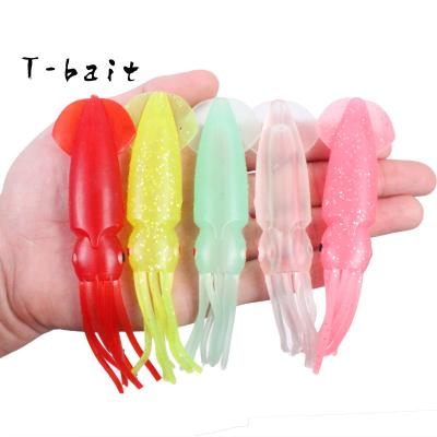 China Silica Gel T-bait 12.5cm Luminous Colorful 10g Squid Lure Octopus Bait Freshwater Artificial Soft Plastic Seawater Soft Fishing for sale