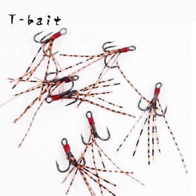 China Black Carbon Steel T-bait 6# 8# 8003 Nickel Treble Hooks With Silicone Wire Carbon Steel Fishhook Fishing Tackle for sale