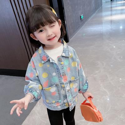 China High Quality Fashion Style Girls Dots Breathable Colorful Kids Jeans Jacket Cute Girls Coat For Falling for sale