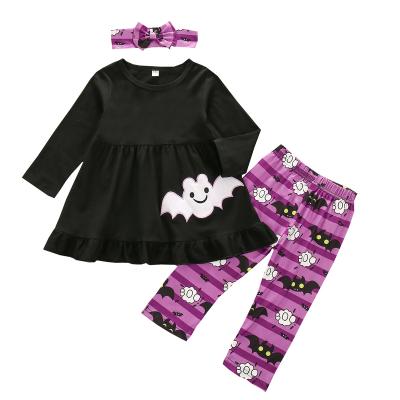 China New Style Cute 3pieces Outfits Wholesale Holiday Kids Clothing Halloween Clothes Set For Girl for sale