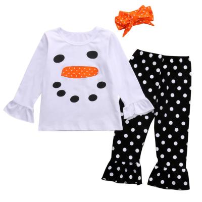 China Casual Hot Selling High Quality Cotton Polka Dots Girls Outfits 3 Pcs Christmas Kids Costume Dress Set for sale