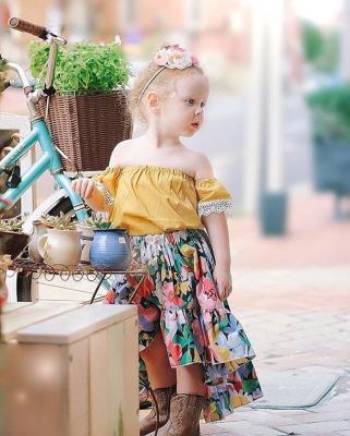 China Cute Summer Ruffled Girls Outfits Boutique Quality Children's Clothing Set for sale