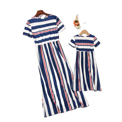 China 2021 Casual Dress Cotton And Polyester QUICK DRY Anti-shrink Dress Suit For Mom And Child for sale