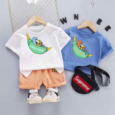 China New Casual Summer Style Korean Children's Cartoon Shorts Outfits Boys Cotton Clothing Two-Piece Set for sale