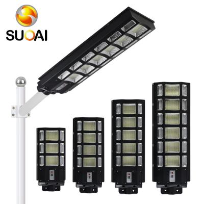 China Newest ROAD SUOAI design ABS Mos Radar Garden 90w 120w 150w 180w all in one solar led street light with mounting for sale