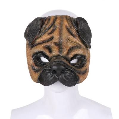 China Custom Interesting Prop Stage Halloween Carnival Party Cosplay Props PU To Foam Soft Funny Pug Mask for sale