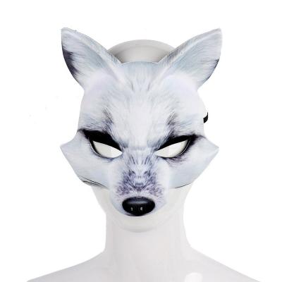 China Halloween Manufacturer Direct Sale Cross-Border Halloween Carnival Praise Party Prop EVA Half Face White Fox Cosplay Mask for sale