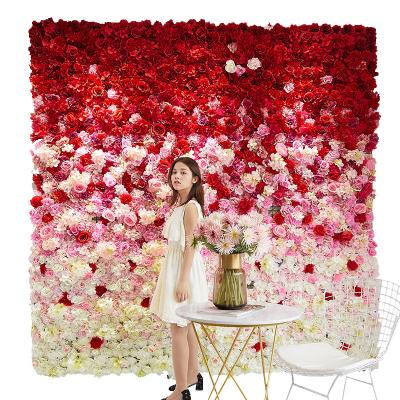 China Natural Flower Wall Decor Artificial Flower Silk Touch Flower Panel Backdrop For Wedding Decoration for sale