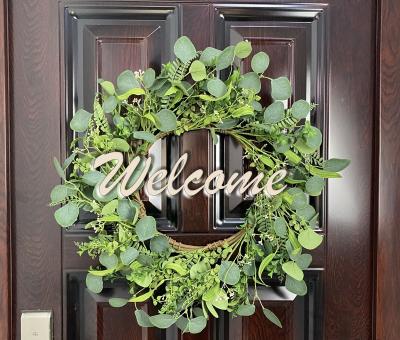 China Wholesale Price Natural Daily Greenery Decoration Home Contact Welcome Wreath Sign All Season Wreath for sale