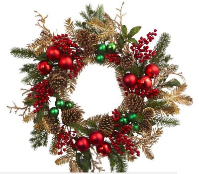 China Spring Decoration Mesh Wholesale Customized Plastic Indoor Decorative Christmas Garland Wreath for sale