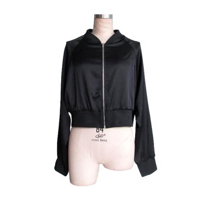 China Newest Style Ladies Bomber Long Sleeve Jacket Women Breathable Black Coat Custom OEM Pockets Clothing quantity for sale