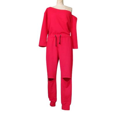 China Anti-pilling women's summer and autumn new women's cotton red asymmetrical solid sweatsuits long sleeve overalls for sale