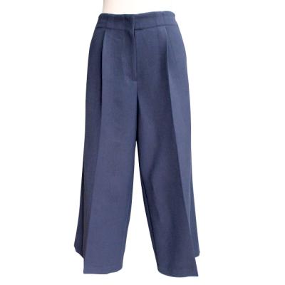 China High Quality Autumn Office Wear Anti-pilling Women Wear Solid Navy Color Plus Size Ladies Wide Leg Pants Lady for sale