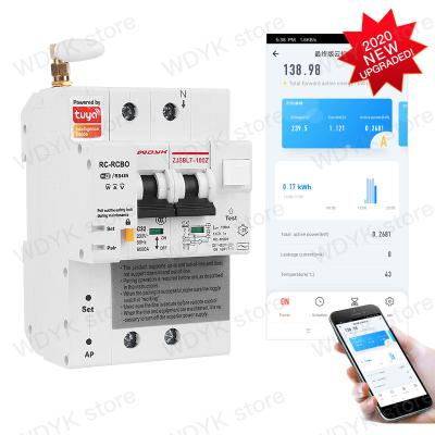 China Energy Monitoring 2P Tuya WIFI Remote Control Leakage Protection Circuit Breaker Current Monitoring with Alexa Google Home for Smart Home for sale