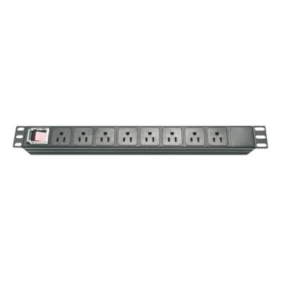 China Illuminated 1U 19 Inch Switch 8 Outlets US Plug Rack PDU American Style Aluminum Power Distribution Unit for sale