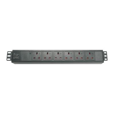 China Everma CE Approved Competitive Price 19 Inch 1.5U 0U Rack Mount Installation Power Distribution Unit UK Type LA PDU EM15B06-P-H for sale