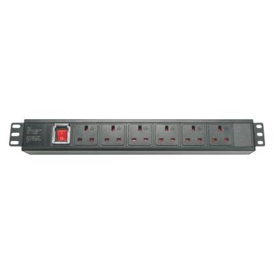 China Telecom Standard 19 Inch Rack 1.5U UK PDU 6 Type Network Server 8 Way Horizontal Switched Power Distribution Unit for sale