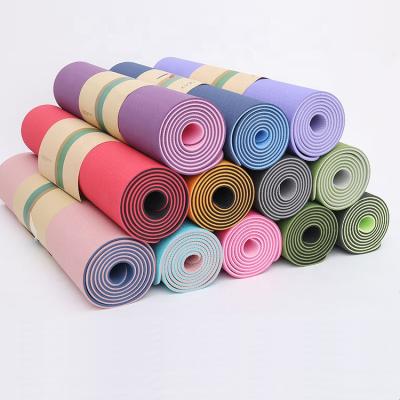 China Eco-Friendly Wholesale Print Custom Yoga Mat Anti Slip Double Layer Non-Slip Tape Yoga Mat With Strap for sale