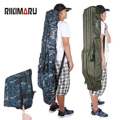 China Rod Foldable Soft Bag Camouflage 2&3 Layers Folding Carp Fishing Rod Bag Single Cloth Shoulder 110-150cm for sale