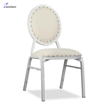 China Stacking Wholesale White Round Metal Cheap Prices Hotel Banquet Steel Chair for sale