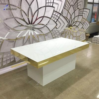 China Stacking gold wedding decoration love table and chair for sale