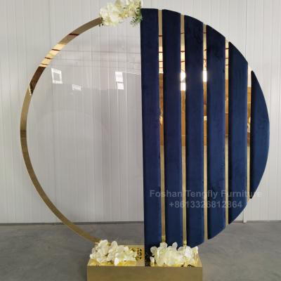 China Knock Down Wrapping Wedding Transparent Gold Decoration Flower Wall Backdrop Design for sale