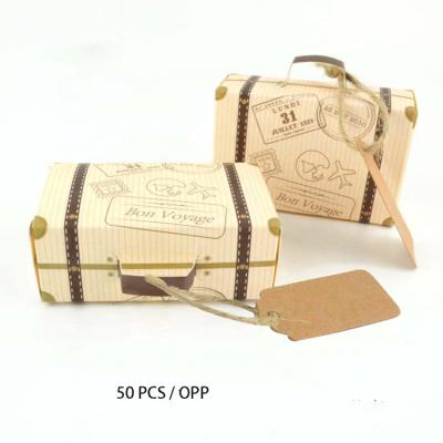 China Recycled Materials Suitcase Shaped Paper Candy Box Packaging Decoration 2020 Gifts Wedding Baby Shower Birthday Confectionery Packaging Accept for sale