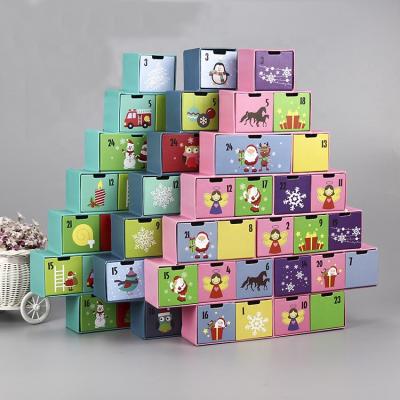 China High Quality Recyclable Advent Calendar Cardboard Box Paper Art Art or Recyclable Christmas Tree Treasure Special Paper 2019GB015 for sale