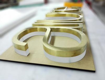 China Buildings Custom 3d Acrylic Illuminated Height Led Brass Channel Letter Signs for sale