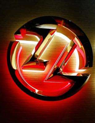 China 3d vertical metal letter polished gold color led backlit sign for sale